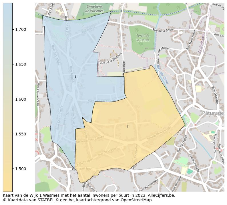 Aantal inwoners op de kaart van de Wijk 1 Wasmes: Op deze pagina vind je veel informatie over inwoners (zoals de verdeling naar leeftijdsgroepen, gezinssamenstelling, geslacht, autochtoon of Belgisch met een immigratie achtergrond,...), woningen (aantallen, types, prijs ontwikkeling, gebruik, type eigendom,...) en méér (autobezit, energieverbruik,...)  op basis van open data van STATBEL en diverse andere bronnen!