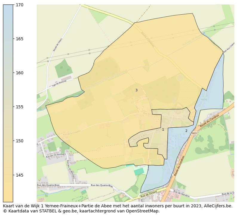 Aantal inwoners op de kaart van de Wijk 1 Yernee-Fraineux+Partie de Abee: Op deze pagina vind je veel informatie over inwoners (zoals de verdeling naar leeftijdsgroepen, gezinssamenstelling, geslacht, autochtoon of Belgisch met een immigratie achtergrond,...), woningen (aantallen, types, prijs ontwikkeling, gebruik, type eigendom,...) en méér (autobezit, energieverbruik,...)  op basis van open data van STATBEL en diverse andere bronnen!