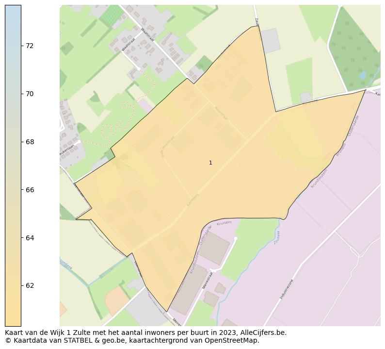 Aantal inwoners op de kaart van de Wijk 1 Zulte: Op deze pagina vind je veel informatie over inwoners (zoals de verdeling naar leeftijdsgroepen, gezinssamenstelling, geslacht, autochtoon of Belgisch met een immigratie achtergrond,...), woningen (aantallen, types, prijs ontwikkeling, gebruik, type eigendom,...) en méér (autobezit, energieverbruik,...)  op basis van open data van STATBEL en diverse andere bronnen!