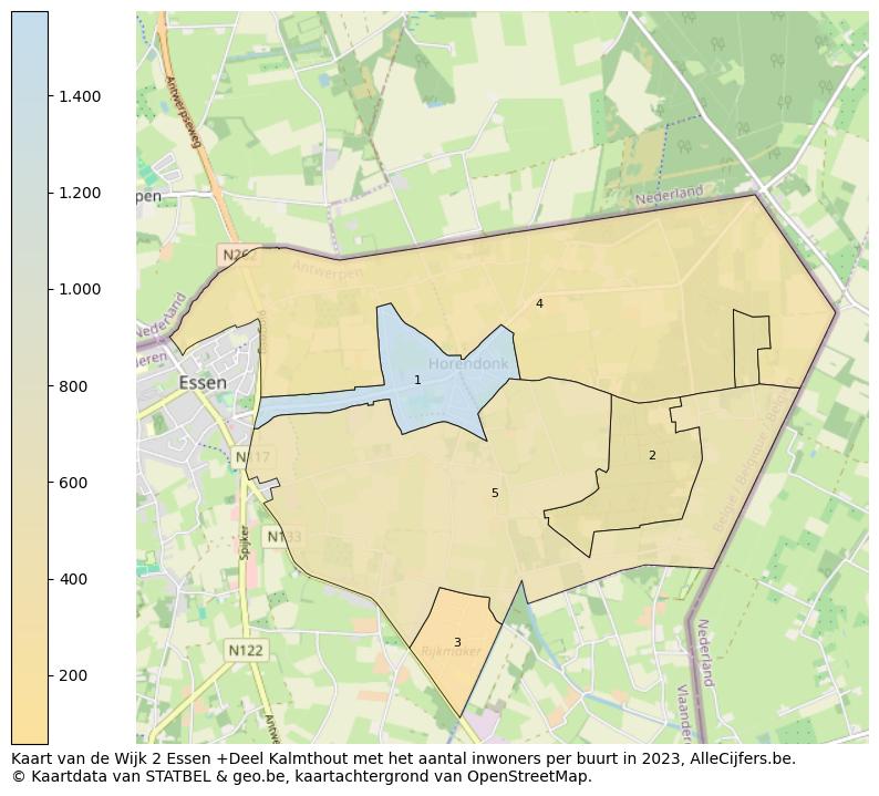 Aantal inwoners op de kaart van de Wijk 2 Essen +Deel Kalmthout: Op deze pagina vind je veel informatie over inwoners (zoals de verdeling naar leeftijdsgroepen, gezinssamenstelling, geslacht, autochtoon of Belgisch met een immigratie achtergrond,...), woningen (aantallen, types, prijs ontwikkeling, gebruik, type eigendom,...) en méér (autobezit, energieverbruik,...)  op basis van open data van STATBEL en diverse andere bronnen!