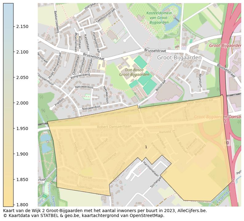 Aantal inwoners op de kaart van de Wijk 2 Groot-Bijgaarden: Op deze pagina vind je veel informatie over inwoners (zoals de verdeling naar leeftijdsgroepen, gezinssamenstelling, geslacht, autochtoon of Belgisch met een immigratie achtergrond,...), woningen (aantallen, types, prijs ontwikkeling, gebruik, type eigendom,...) en méér (autobezit, energieverbruik,...)  op basis van open data van STATBEL en diverse andere bronnen!