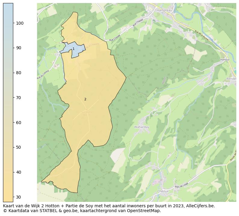 Aantal inwoners op de kaart van de Wijk 2 Hotton + Partie de Soy: Op deze pagina vind je veel informatie over inwoners (zoals de verdeling naar leeftijdsgroepen, gezinssamenstelling, geslacht, autochtoon of Belgisch met een immigratie achtergrond,...), woningen (aantallen, types, prijs ontwikkeling, gebruik, type eigendom,...) en méér (autobezit, energieverbruik,...)  op basis van open data van STATBEL en diverse andere bronnen!