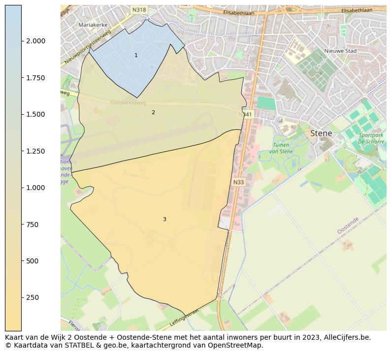 Aantal inwoners op de kaart van de Wijk 2 Oostende + Oostende-Stene: Op deze pagina vind je veel informatie over inwoners (zoals de verdeling naar leeftijdsgroepen, gezinssamenstelling, geslacht, autochtoon of Belgisch met een immigratie achtergrond,...), woningen (aantallen, types, prijs ontwikkeling, gebruik, type eigendom,...) en méér (autobezit, energieverbruik,...)  op basis van open data van STATBEL en diverse andere bronnen!