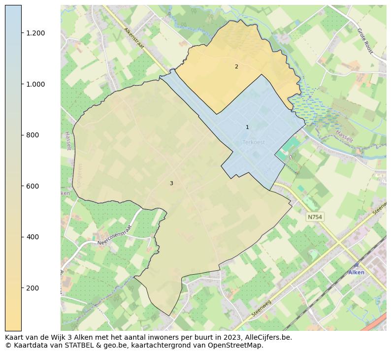 Aantal inwoners op de kaart van de Wijk 3 Alken: Op deze pagina vind je veel informatie over inwoners (zoals de verdeling naar leeftijdsgroepen, gezinssamenstelling, geslacht, autochtoon of Belgisch met een immigratie achtergrond,...), woningen (aantallen, types, prijs ontwikkeling, gebruik, type eigendom,...) en méér (autobezit, energieverbruik,...)  op basis van open data van STATBEL en diverse andere bronnen!