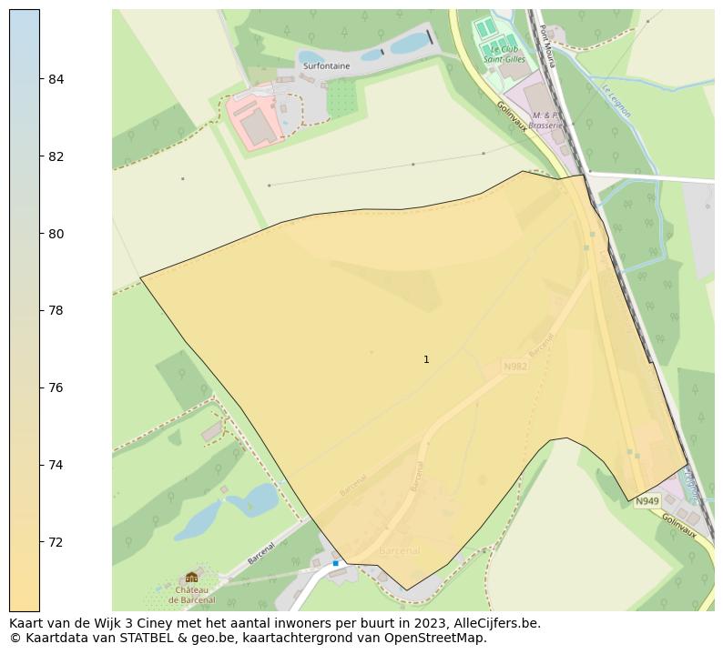 Aantal inwoners op de kaart van de Wijk 3 Ciney: Op deze pagina vind je veel informatie over inwoners (zoals de verdeling naar leeftijdsgroepen, gezinssamenstelling, geslacht, autochtoon of Belgisch met een immigratie achtergrond,...), woningen (aantallen, types, prijs ontwikkeling, gebruik, type eigendom,...) en méér (autobezit, energieverbruik,...)  op basis van open data van STATBEL en diverse andere bronnen!