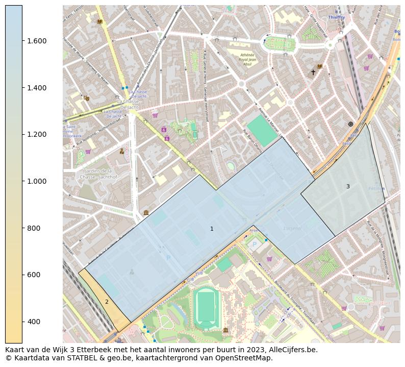 Aantal inwoners op de kaart van de Wijk 3 Etterbeek: Op deze pagina vind je veel informatie over inwoners (zoals de verdeling naar leeftijdsgroepen, gezinssamenstelling, geslacht, autochtoon of Belgisch met een immigratie achtergrond,...), woningen (aantallen, types, prijs ontwikkeling, gebruik, type eigendom,...) en méér (autobezit, energieverbruik,...)  op basis van open data van STATBEL en diverse andere bronnen!