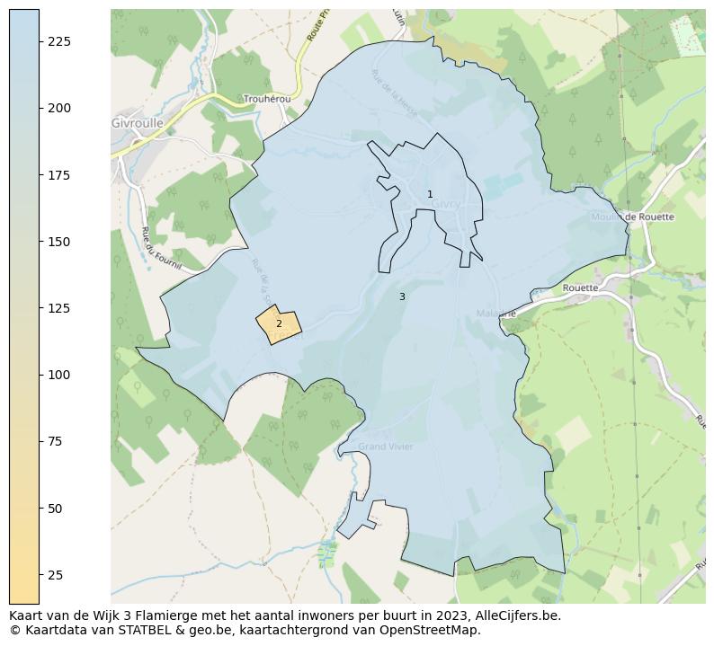 Aantal inwoners op de kaart van de Wijk 3 Flamierge: Op deze pagina vind je veel informatie over inwoners (zoals de verdeling naar leeftijdsgroepen, gezinssamenstelling, geslacht, autochtoon of Belgisch met een immigratie achtergrond,...), woningen (aantallen, types, prijs ontwikkeling, gebruik, type eigendom,...) en méér (autobezit, energieverbruik,...)  op basis van open data van STATBEL en diverse andere bronnen!