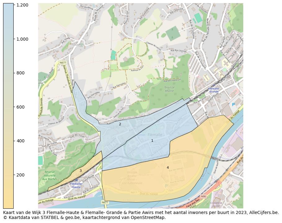 Aantal inwoners op de kaart van de Wijk 3 Flemalle-Haute & Flemalle- Grande & Partie Awirs: Op deze pagina vind je veel informatie over inwoners (zoals de verdeling naar leeftijdsgroepen, gezinssamenstelling, geslacht, autochtoon of Belgisch met een immigratie achtergrond,...), woningen (aantallen, types, prijs ontwikkeling, gebruik, type eigendom,...) en méér (autobezit, energieverbruik,...)  op basis van open data van STATBEL en diverse andere bronnen!