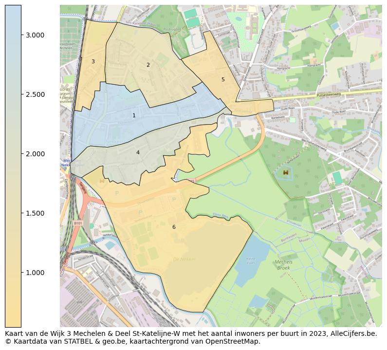 Aantal inwoners op de kaart van de Wijk 3 Mechelen & Deel St-Katelijne-W: Op deze pagina vind je veel informatie over inwoners (zoals de verdeling naar leeftijdsgroepen, gezinssamenstelling, geslacht, autochtoon of Belgisch met een immigratie achtergrond,...), woningen (aantallen, types, prijs ontwikkeling, gebruik, type eigendom,...) en méér (autobezit, energieverbruik,...)  op basis van open data van STATBEL en diverse andere bronnen!