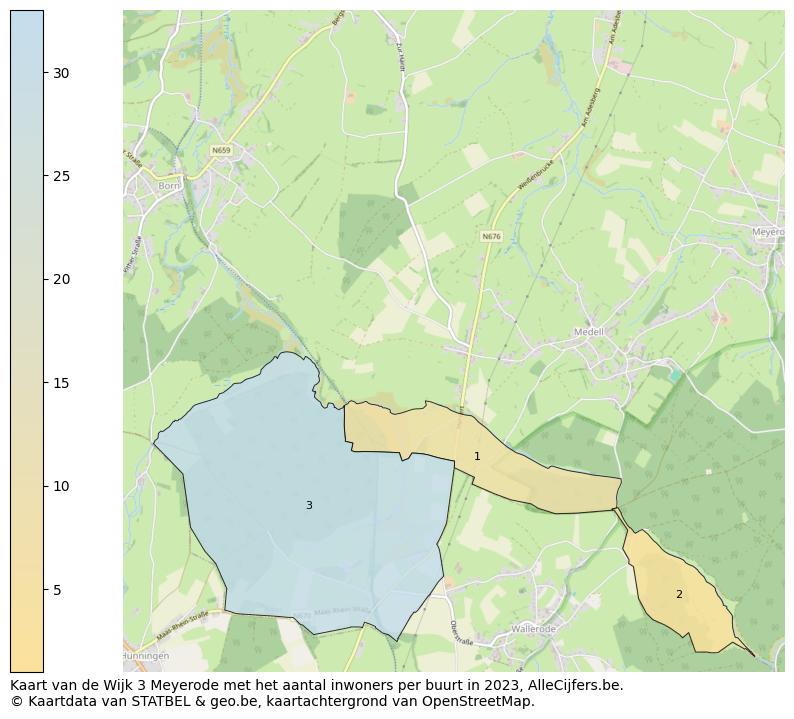 Aantal inwoners op de kaart van de Wijk 3 Meyerode: Op deze pagina vind je veel informatie over inwoners (zoals de verdeling naar leeftijdsgroepen, gezinssamenstelling, geslacht, autochtoon of Belgisch met een immigratie achtergrond,...), woningen (aantallen, types, prijs ontwikkeling, gebruik, type eigendom,...) en méér (autobezit, energieverbruik,...)  op basis van open data van STATBEL en diverse andere bronnen!