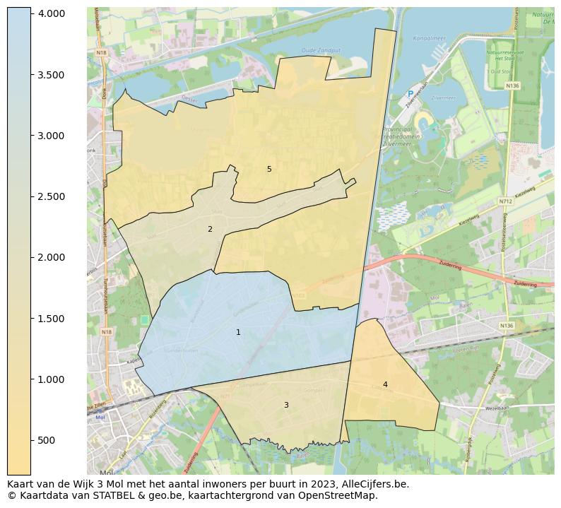Aantal inwoners op de kaart van de Wijk 3 Mol: Op deze pagina vind je veel informatie over inwoners (zoals de verdeling naar leeftijdsgroepen, gezinssamenstelling, geslacht, autochtoon of Belgisch met een immigratie achtergrond,...), woningen (aantallen, types, prijs ontwikkeling, gebruik, type eigendom,...) en méér (autobezit, energieverbruik,...)  op basis van open data van STATBEL en diverse andere bronnen!