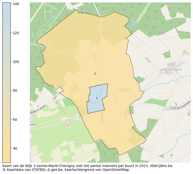 Aantal inwoners op de kaart van de Wijk 3 Sainte-Marie-Chevigny: Op deze pagina vind je veel informatie over inwoners (zoals de verdeling naar leeftijdsgroepen, gezinssamenstelling, geslacht, autochtoon of Belgisch met een immigratie achtergrond,...), woningen (aantallen, types, prijs ontwikkeling, gebruik, type eigendom,...) en méér (autobezit, energieverbruik,...)  op basis van open data van STATBEL en diverse andere bronnen!