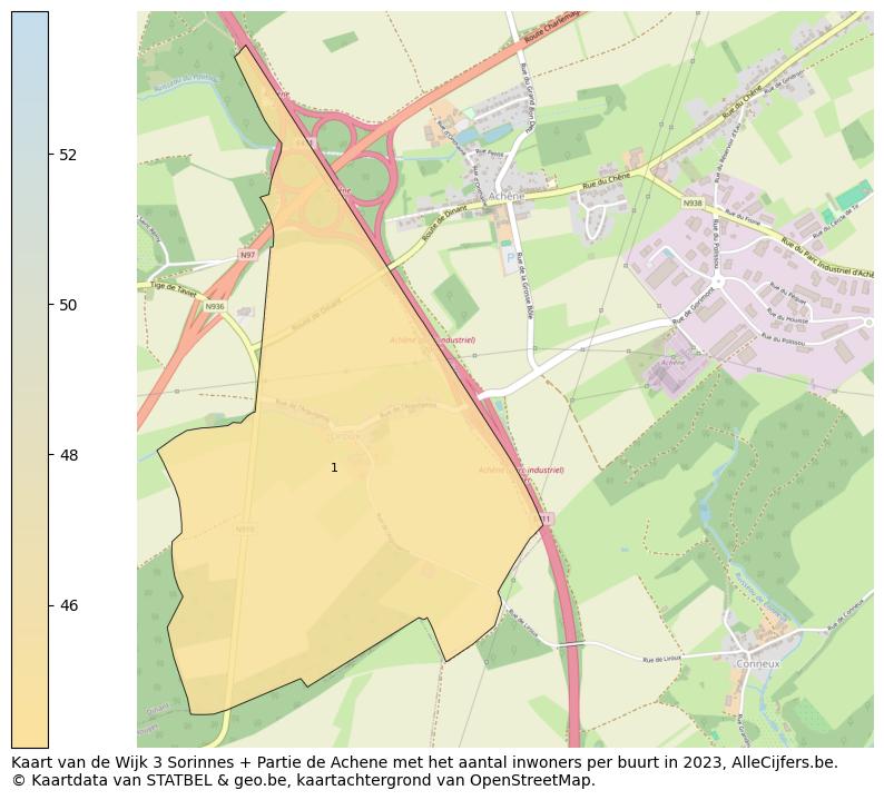 Aantal inwoners op de kaart van de Wijk 3 Sorinnes + Partie de Achene: Op deze pagina vind je veel informatie over inwoners (zoals de verdeling naar leeftijdsgroepen, gezinssamenstelling, geslacht, autochtoon of Belgisch met een immigratie achtergrond,...), woningen (aantallen, types, prijs ontwikkeling, gebruik, type eigendom,...) en méér (autobezit, energieverbruik,...)  op basis van open data van STATBEL en diverse andere bronnen!