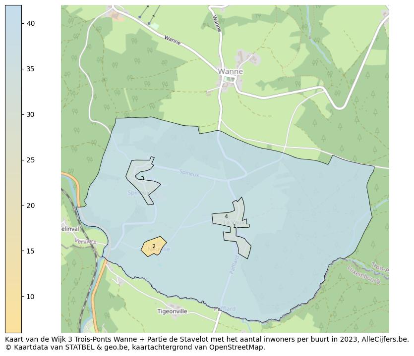 Aantal inwoners op de kaart van de Wijk 3 Trois-Ponts Wanne + Partie de Stavelot: Op deze pagina vind je veel informatie over inwoners (zoals de verdeling naar leeftijdsgroepen, gezinssamenstelling, geslacht, autochtoon of Belgisch met een immigratie achtergrond,...), woningen (aantallen, types, prijs ontwikkeling, gebruik, type eigendom,...) en méér (autobezit, energieverbruik,...)  op basis van open data van STATBEL en diverse andere bronnen!