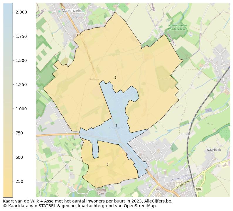 Aantal inwoners op de kaart van de Wijk 4 Asse: Op deze pagina vind je veel informatie over inwoners (zoals de verdeling naar leeftijdsgroepen, gezinssamenstelling, geslacht, autochtoon of Belgisch met een immigratie achtergrond,...), woningen (aantallen, types, prijs ontwikkeling, gebruik, type eigendom,...) en méér (autobezit, energieverbruik,...)  op basis van open data van STATBEL en diverse andere bronnen!