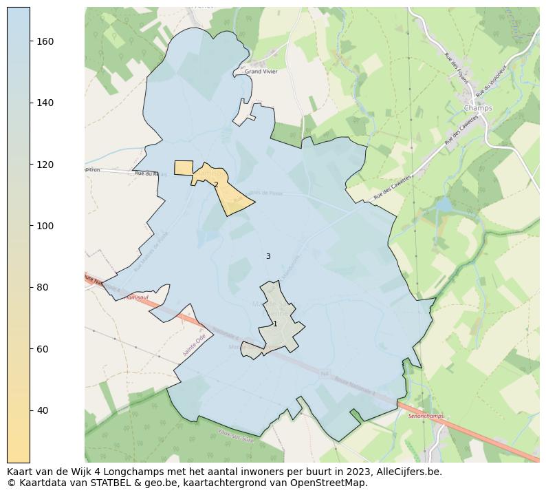 Aantal inwoners op de kaart van de Wijk 4 Longchamps: Op deze pagina vind je veel informatie over inwoners (zoals de verdeling naar leeftijdsgroepen, gezinssamenstelling, geslacht, autochtoon of Belgisch met een immigratie achtergrond,...), woningen (aantallen, types, prijs ontwikkeling, gebruik, type eigendom,...) en méér (autobezit, energieverbruik,...)  op basis van open data van STATBEL en diverse andere bronnen!