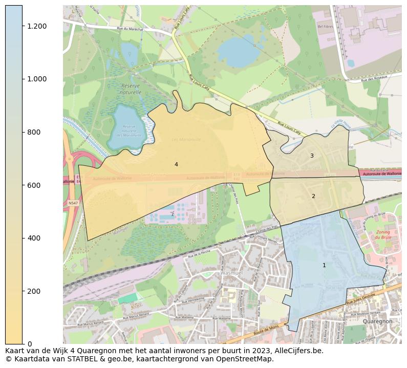 Aantal inwoners op de kaart van de Wijk 4 Quaregnon: Op deze pagina vind je veel informatie over inwoners (zoals de verdeling naar leeftijdsgroepen, gezinssamenstelling, geslacht, autochtoon of Belgisch met een immigratie achtergrond,...), woningen (aantallen, types, prijs ontwikkeling, gebruik, type eigendom,...) en méér (autobezit, energieverbruik,...)  op basis van open data van STATBEL en diverse andere bronnen!