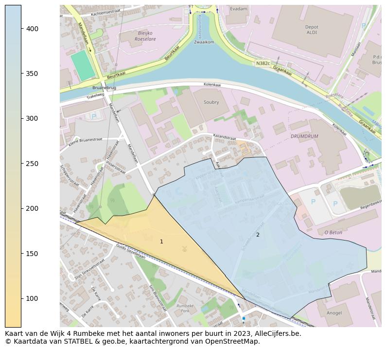 Aantal inwoners op de kaart van de Wijk 4 Rumbeke: Op deze pagina vind je veel informatie over inwoners (zoals de verdeling naar leeftijdsgroepen, gezinssamenstelling, geslacht, autochtoon of Belgisch met een immigratie achtergrond,...), woningen (aantallen, types, prijs ontwikkeling, gebruik, type eigendom,...) en méér (autobezit, energieverbruik,...)  op basis van open data van STATBEL en diverse andere bronnen!