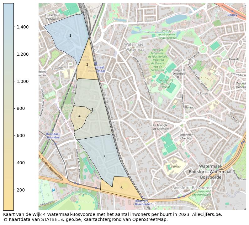 Aantal inwoners op de kaart van de Wijk 4 Watermaal-Bosvoorde: Op deze pagina vind je veel informatie over inwoners (zoals de verdeling naar leeftijdsgroepen, gezinssamenstelling, geslacht, autochtoon of Belgisch met een immigratie achtergrond,...), woningen (aantallen, types, prijs ontwikkeling, gebruik, type eigendom,...) en méér (autobezit, energieverbruik,...)  op basis van open data van STATBEL en diverse andere bronnen!