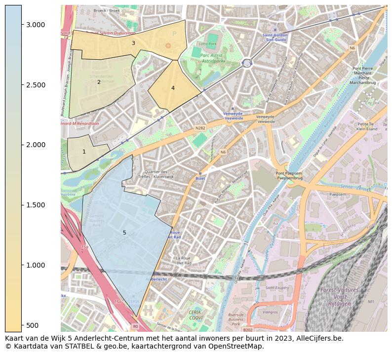 Aantal inwoners op de kaart van de Wijk 5 Anderlecht-Centrum: Op deze pagina vind je veel informatie over inwoners (zoals de verdeling naar leeftijdsgroepen, gezinssamenstelling, geslacht, autochtoon of Belgisch met een immigratie achtergrond,...), woningen (aantallen, types, prijs ontwikkeling, gebruik, type eigendom,...) en méér (autobezit, energieverbruik,...)  op basis van open data van STATBEL en diverse andere bronnen!
