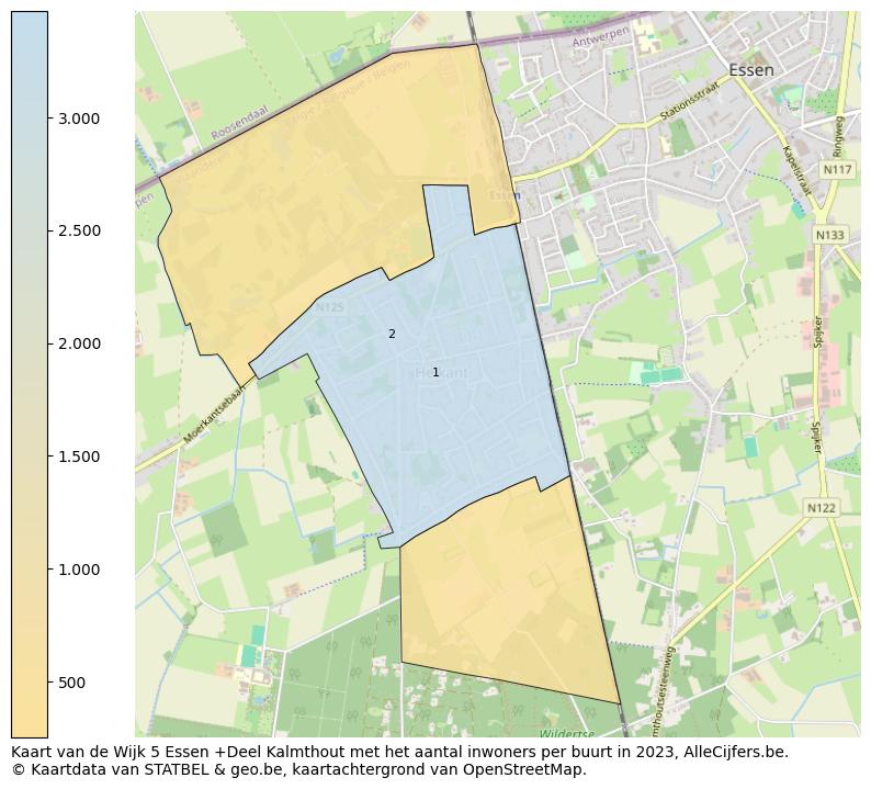 Aantal inwoners op de kaart van de Wijk 5 Essen +Deel Kalmthout: Op deze pagina vind je veel informatie over inwoners (zoals de verdeling naar leeftijdsgroepen, gezinssamenstelling, geslacht, autochtoon of Belgisch met een immigratie achtergrond,...), woningen (aantallen, types, prijs ontwikkeling, gebruik, type eigendom,...) en méér (autobezit, energieverbruik,...)  op basis van open data van STATBEL en diverse andere bronnen!