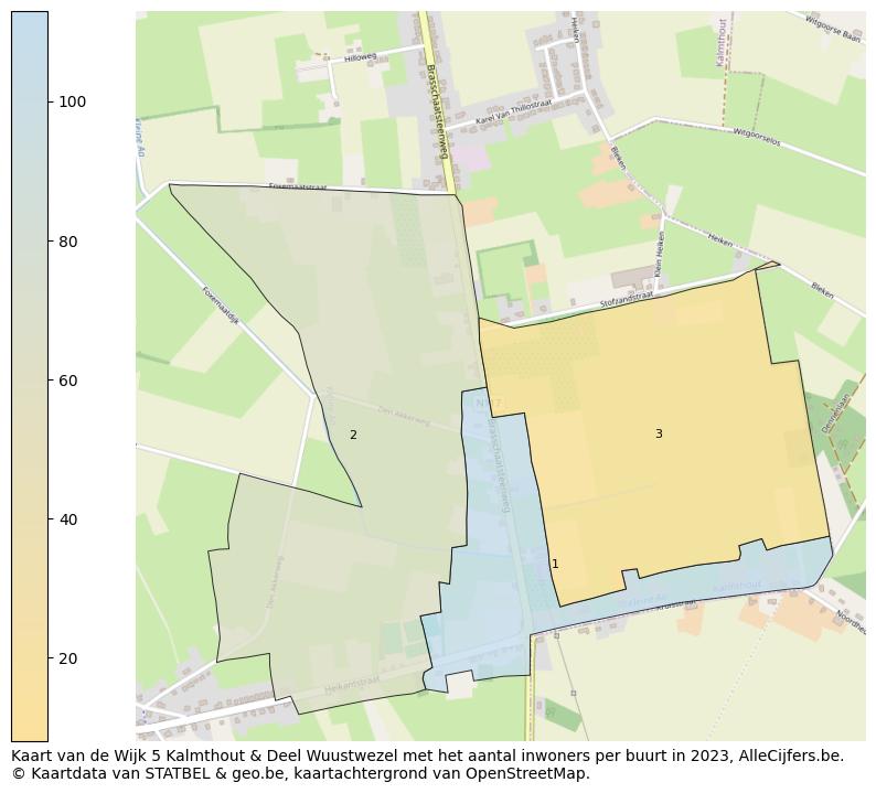 Aantal inwoners op de kaart van de Wijk 5 Kalmthout & Deel Wuustwezel: Op deze pagina vind je veel informatie over inwoners (zoals de verdeling naar leeftijdsgroepen, gezinssamenstelling, geslacht, autochtoon of Belgisch met een immigratie achtergrond,...), woningen (aantallen, types, prijs ontwikkeling, gebruik, type eigendom,...) en méér (autobezit, energieverbruik,...)  op basis van open data van STATBEL en diverse andere bronnen!