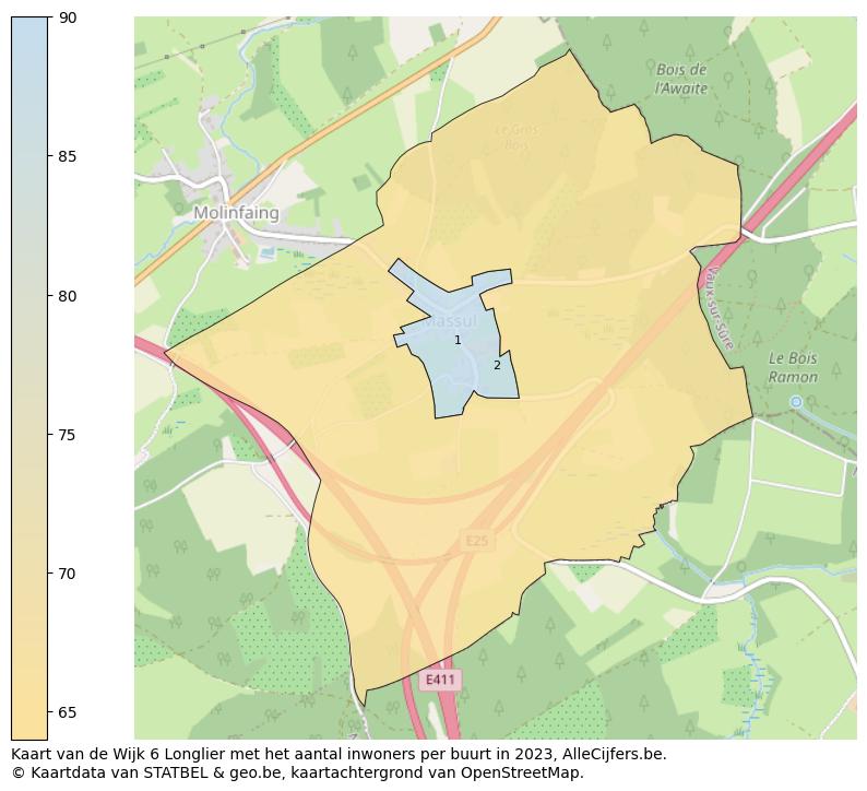 Aantal inwoners op de kaart van de Wijk 6 Longlier: Op deze pagina vind je veel informatie over inwoners (zoals de verdeling naar leeftijdsgroepen, gezinssamenstelling, geslacht, autochtoon of Belgisch met een immigratie achtergrond,...), woningen (aantallen, types, prijs ontwikkeling, gebruik, type eigendom,...) en méér (autobezit, energieverbruik,...)  op basis van open data van STATBEL en diverse andere bronnen!