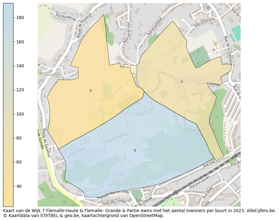 Aantal inwoners op de kaart van de Wijk 7 Flemalle-Haute & Flemalle- Grande & Partie Awirs: Op deze pagina vind je veel informatie over inwoners (zoals de verdeling naar leeftijdsgroepen, gezinssamenstelling, geslacht, autochtoon of Belgisch met een immigratie achtergrond,...), woningen (aantallen, types, prijs ontwikkeling, gebruik, type eigendom,...) en méér (autobezit, energieverbruik,...)  op basis van open data van STATBEL en diverse andere bronnen!