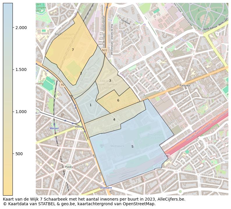 Aantal inwoners op de kaart van de Wijk 7 Schaarbeek: Op deze pagina vind je veel informatie over inwoners (zoals de verdeling naar leeftijdsgroepen, gezinssamenstelling, geslacht, autochtoon of Belgisch met een immigratie achtergrond,...), woningen (aantallen, types, prijs ontwikkeling, gebruik, type eigendom,...) en méér (autobezit, energieverbruik,...)  op basis van open data van STATBEL en diverse andere bronnen!