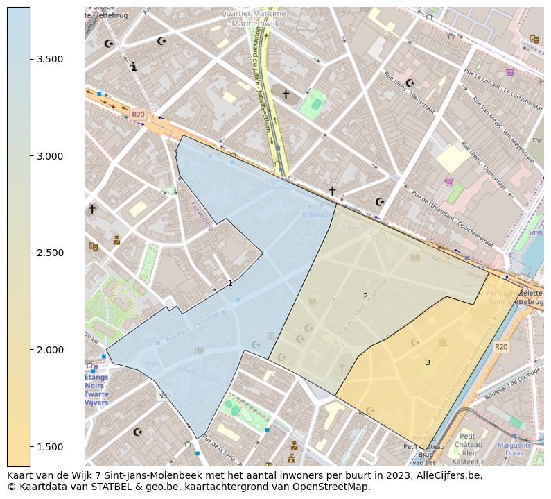 Aantal inwoners op de kaart van de Wijk 7 Sint-Jans-Molenbeek: Op deze pagina vind je veel informatie over inwoners (zoals de verdeling naar leeftijdsgroepen, gezinssamenstelling, geslacht, autochtoon of Belgisch met een immigratie achtergrond,...), woningen (aantallen, types, prijs ontwikkeling, gebruik, type eigendom,...) en méér (autobezit, energieverbruik,...)  op basis van open data van STATBEL en diverse andere bronnen!